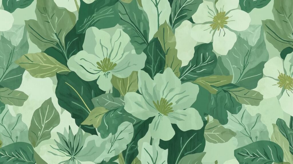 Abstract Green Floral Graphic Art