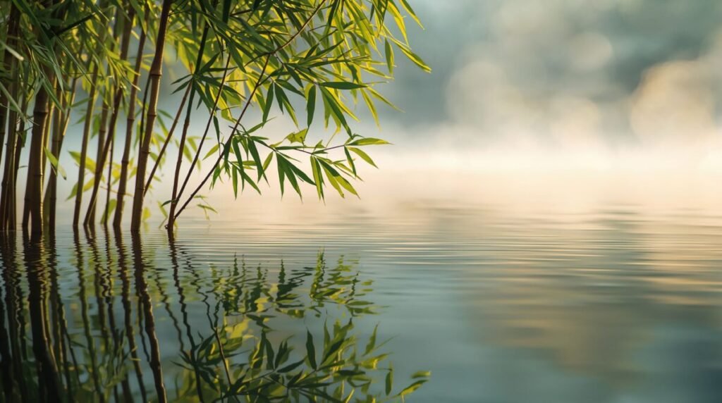 Slender Green Bamboo Plants Bamboo plants with delicate green leaves and slender stalks