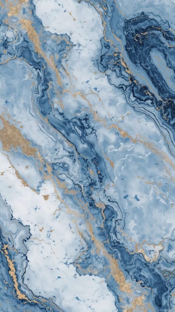 Blue and White Wallpaper - Intricate Marble Texture