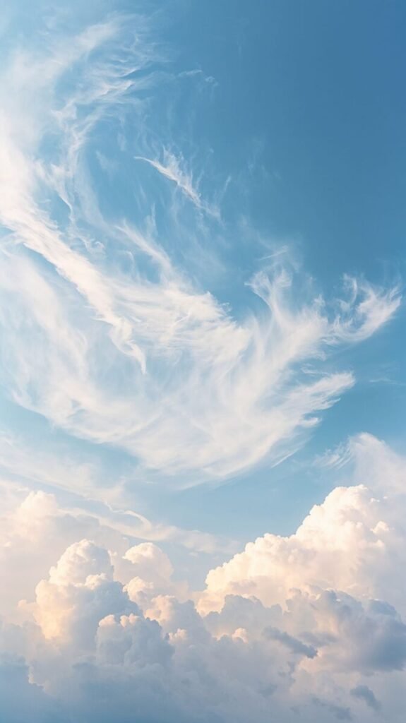 Blue and White Wallpaper - Wispy Clouds Background