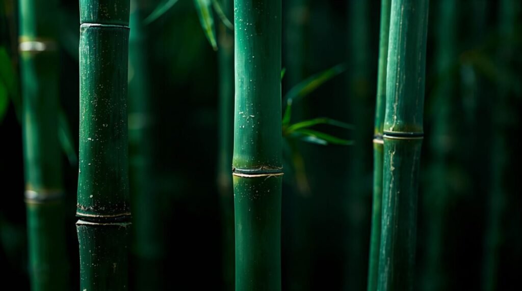 Deep Green Bamboo Stems Macro shot of deep emerald bamboo stalks