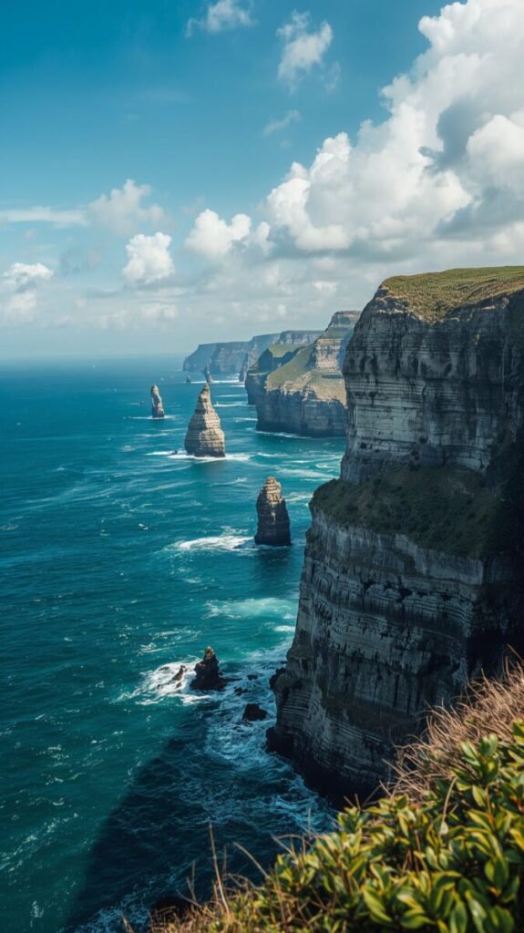 Vertical rugged rocky cliff view wallpaper