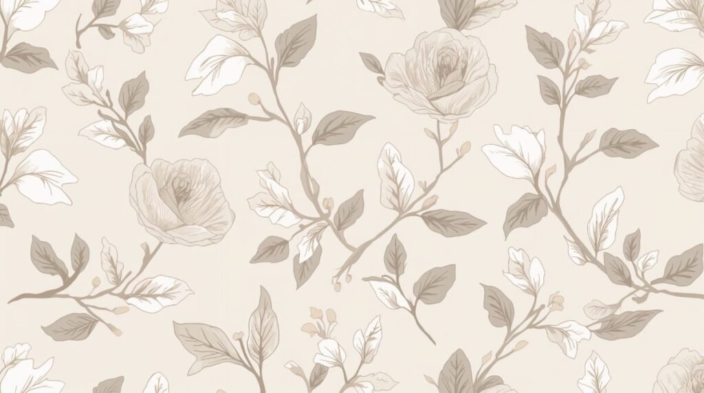 Subtle Leaves Beige Floral Wallpaper