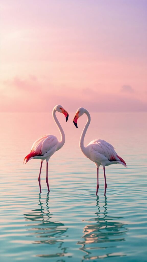 Vertical elegant flamingo mobile wallpaper