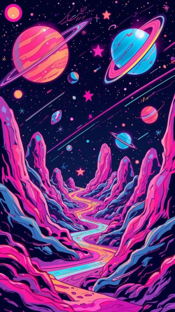 Cosmic surreal funky wallpaper