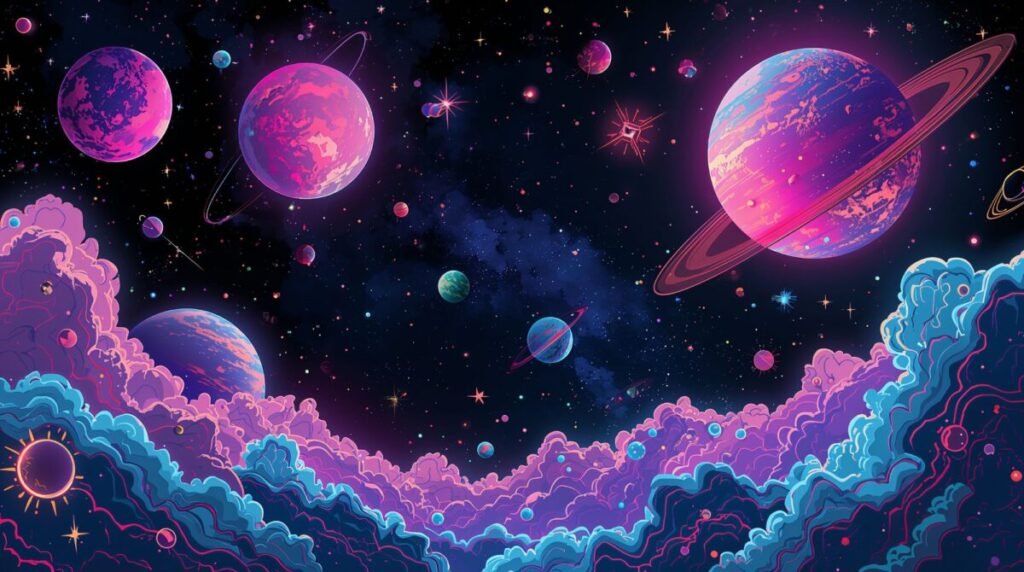 Surreal funky cosmic landscape