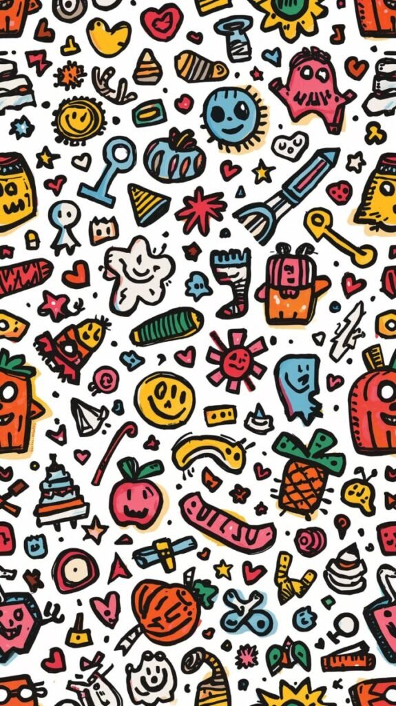 Funky doodle art phone background