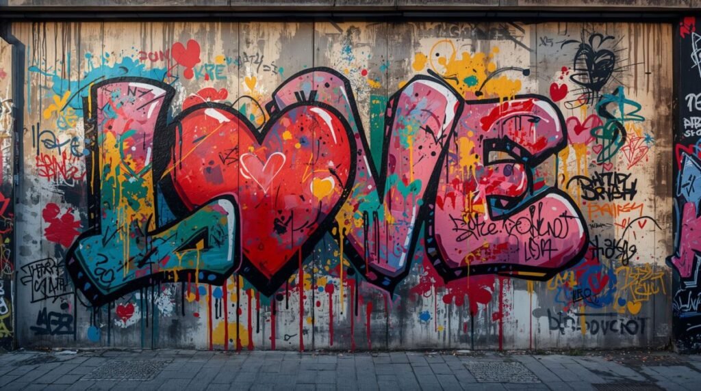 Heart Shaped Graffiti Art for Desktop