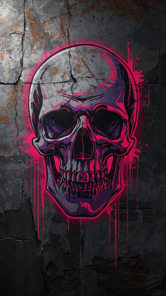Glow in the Dark Skull Street Mural