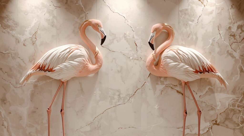 Luxury flamingo wallpaper with intricate details