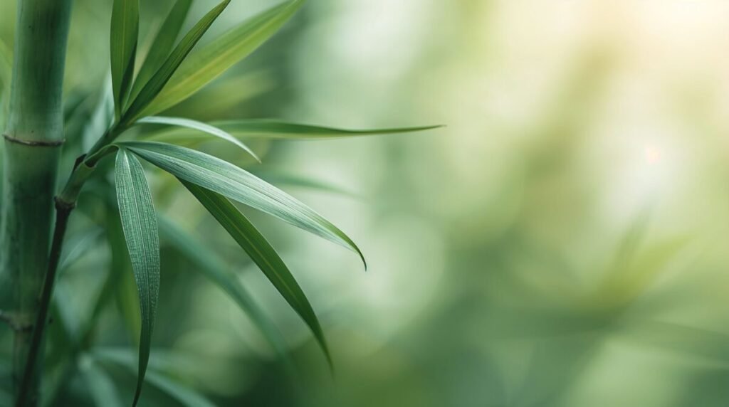Macro Bamboo Leaf Wallpaper Macro photography of delicate bamboo leaves with dew drops