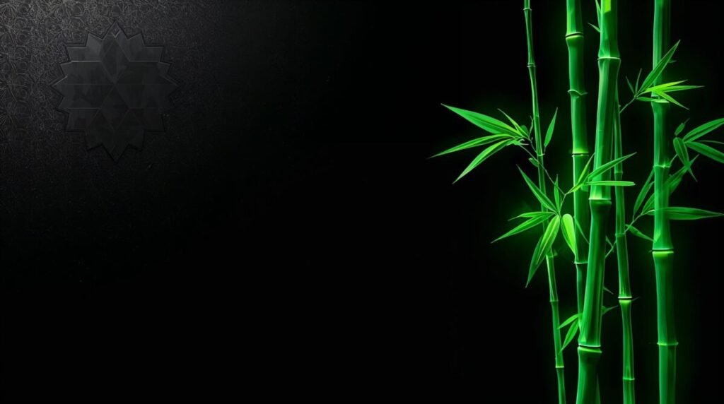 High Definition Black Bamboo Wallpaper Sharply defined bamboo on glossy black background