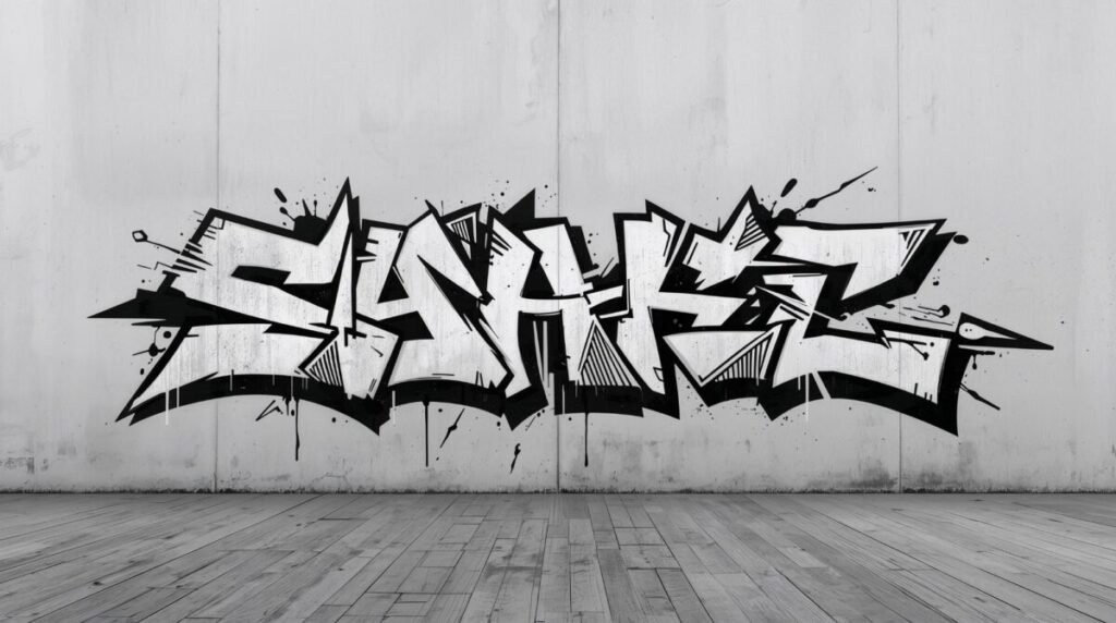 Bold Black and White Urban Graffiti Art