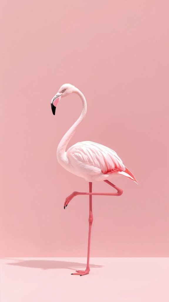 Minimalist single flamingo phone background