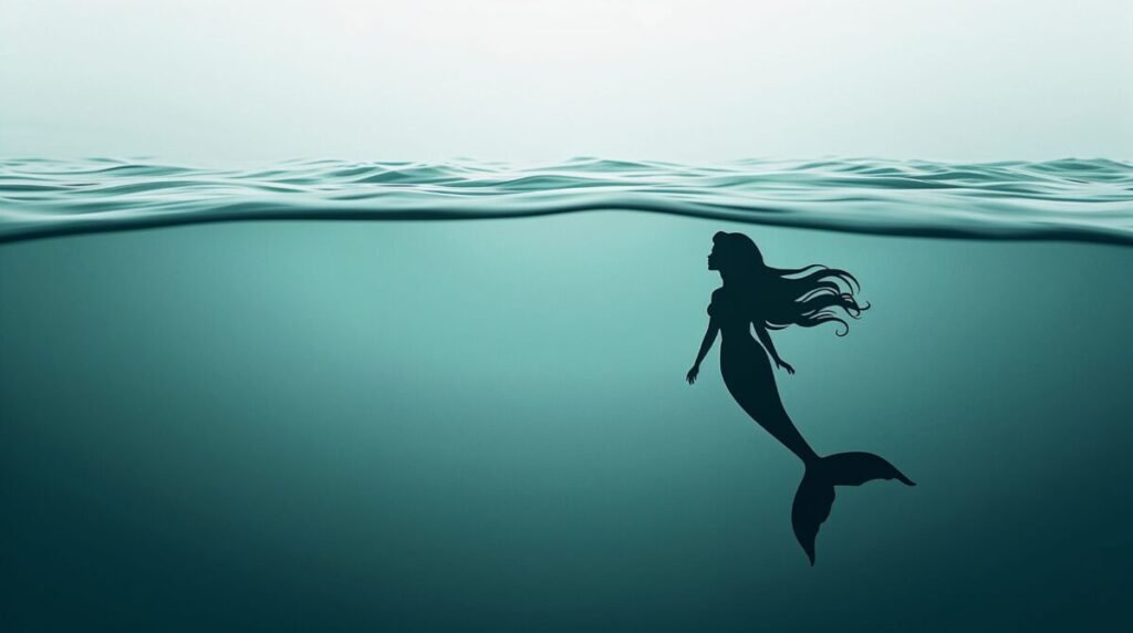 Minimalist mermaid silhouette with delicate features