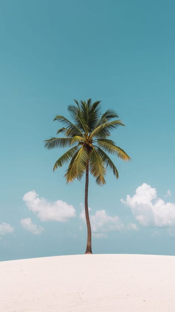 Aesthetic solitary palm tree minimalist portrait