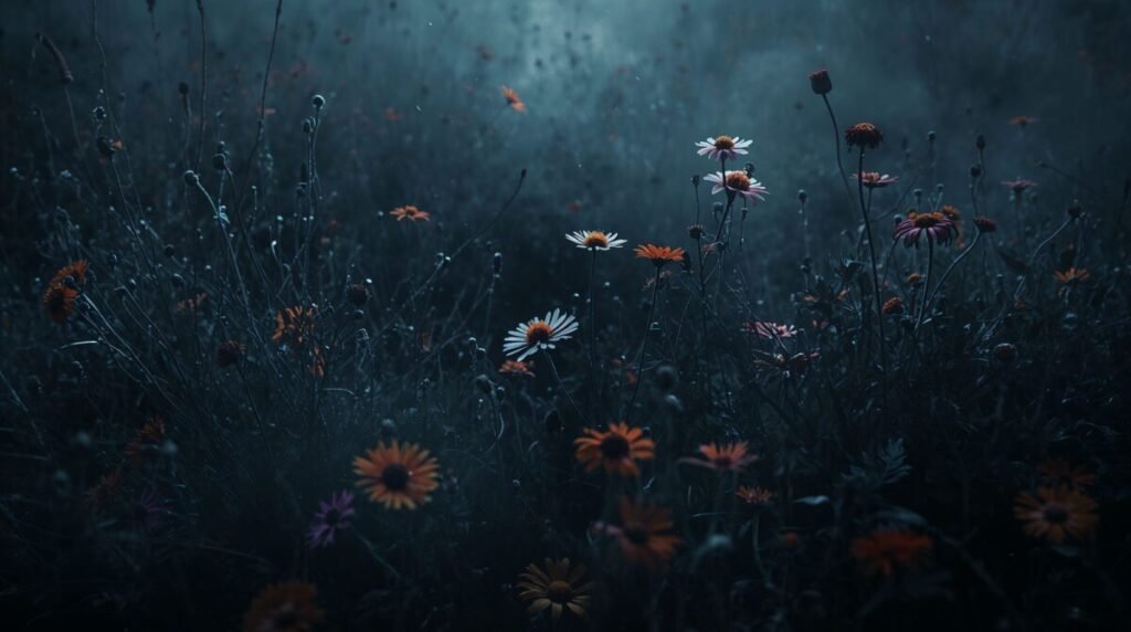 Abundant moody dark flowers wallpaper
