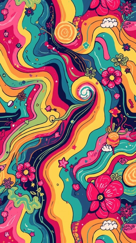 Melting psychedelic funky mobile wallpaper