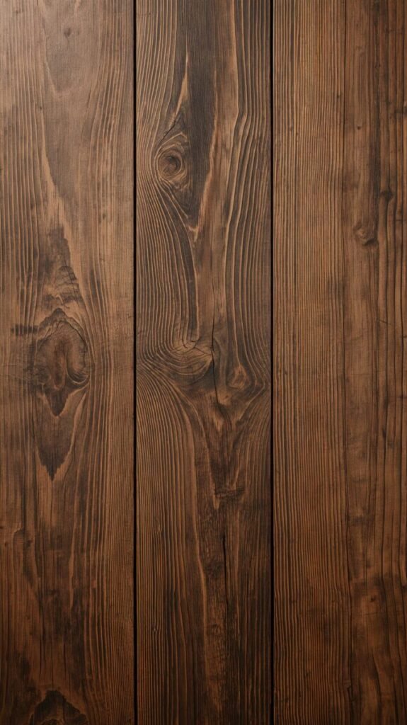 Detailed Rustic Brown Wood Plank Vertical Wallpaper