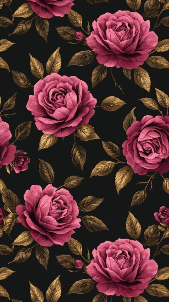 Seamless dark floral mobile pattern