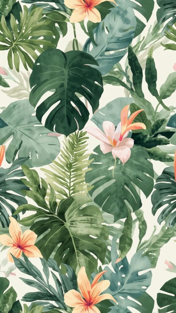 Tropical Monstera Green Wallpaper for Phone