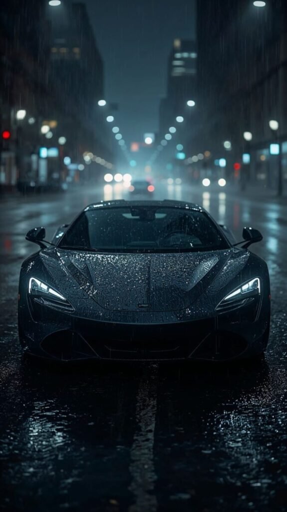 Vertical Sleek Dark Gray Stealth-Style Car Wallpaper