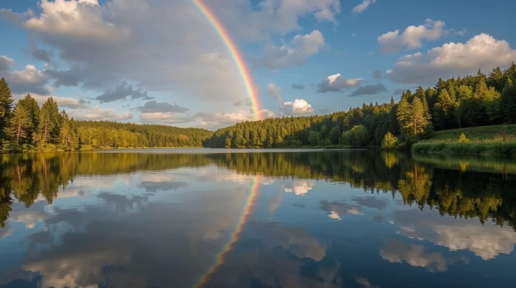 Beautiful Realistic Rainbow Landscape Orientation