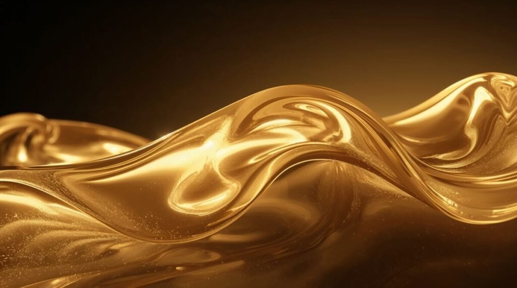 Abstract Liquid Gold Waves Wallpaper with a Molten Metallic Surface