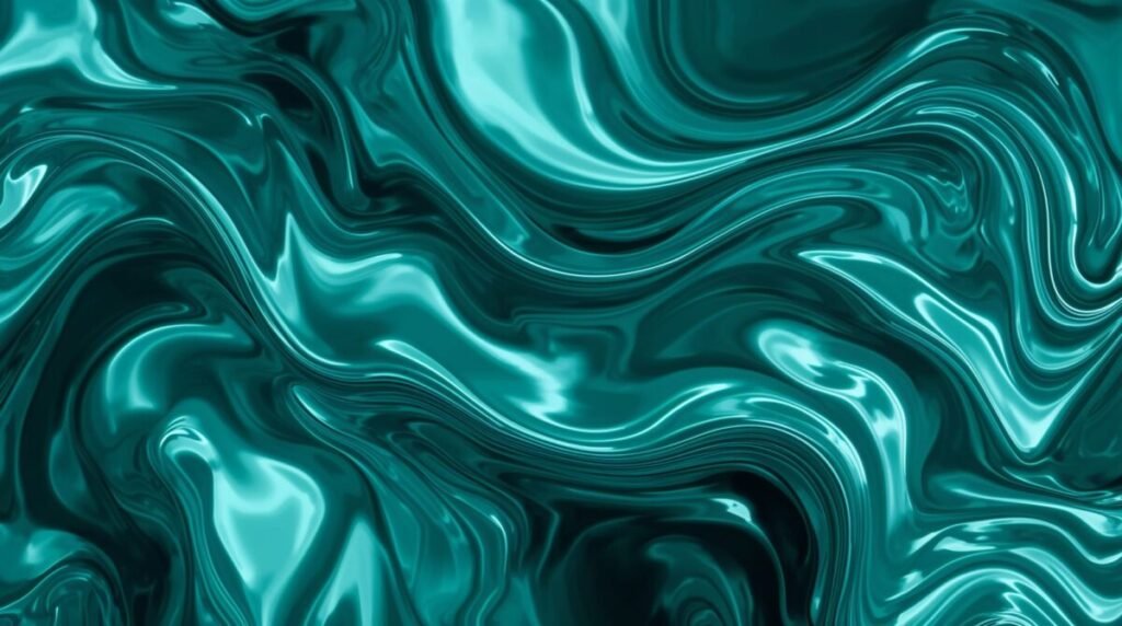 Abstract Teal Wallpaper with Flowing Wave Lines