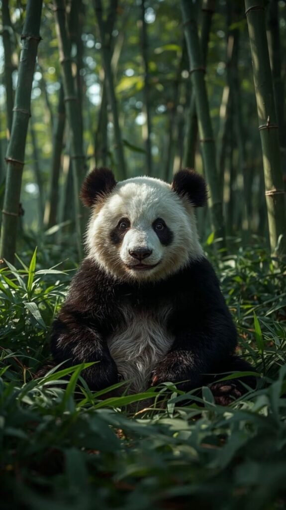 Adorable panda with distinct black and white fur