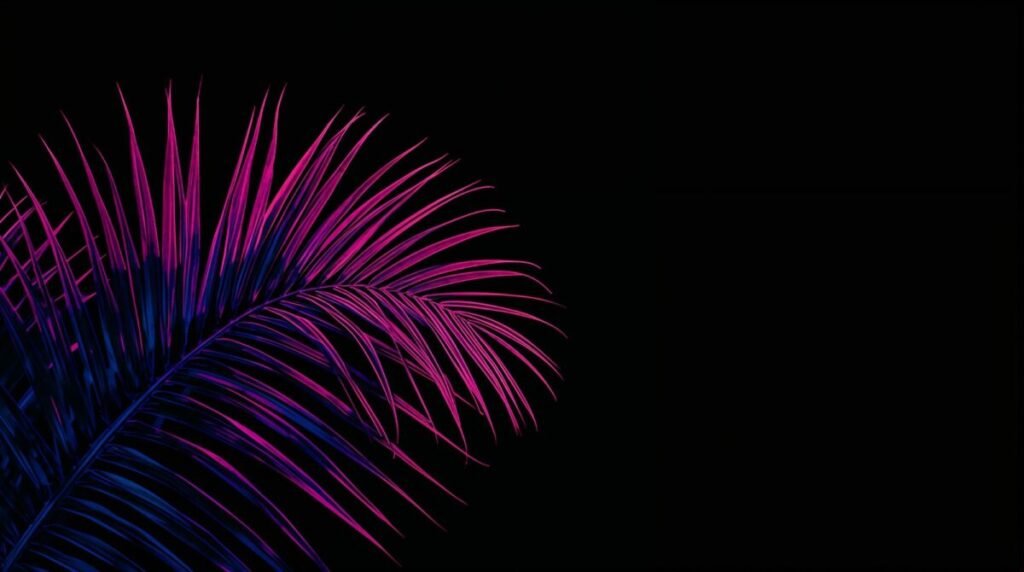 AMOLED neon palm wallpaper with glowing glow landscape