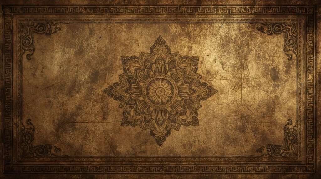 Ancient Gold Engraved Pattern Wallpaper with Intricate Triangles