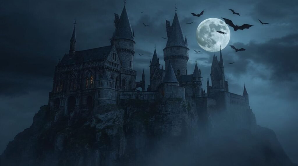 Ancient Gothic Castle with Intricate Stone Carvings Wallpaper