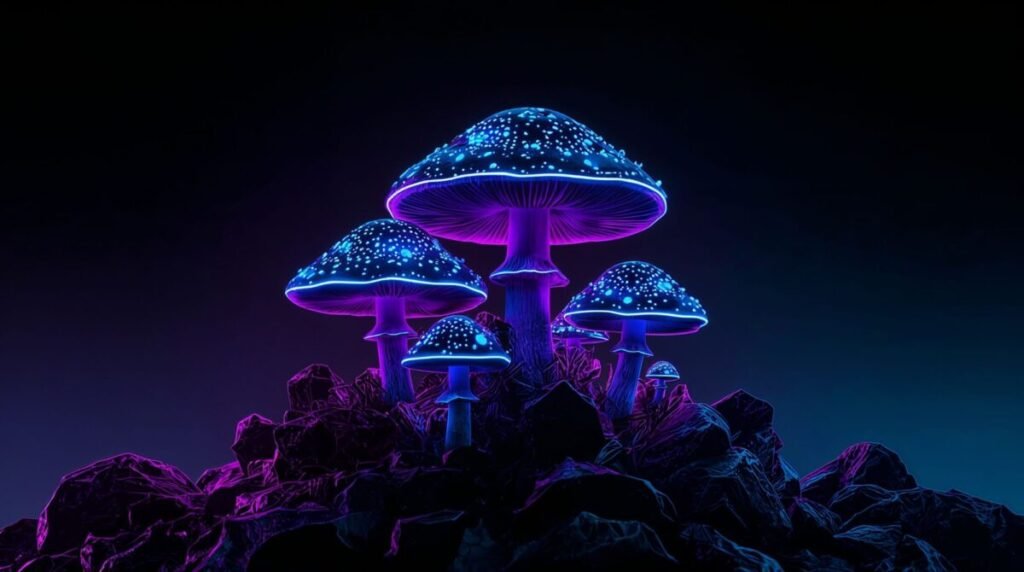 Dark black aesthetic mushroom wallpaper