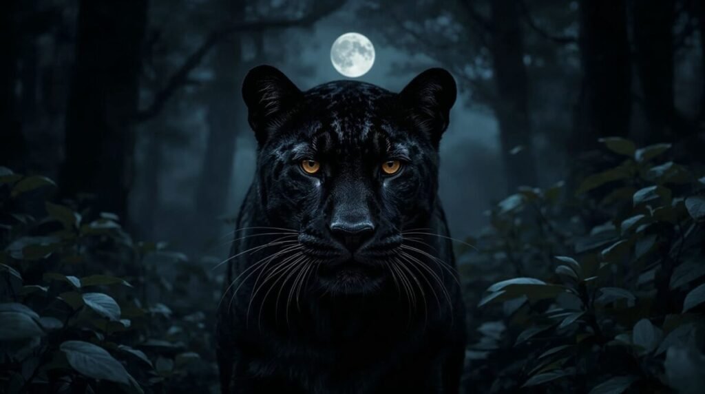 Black Panther style Melanistic Leopard wallpaper with sleek black fur