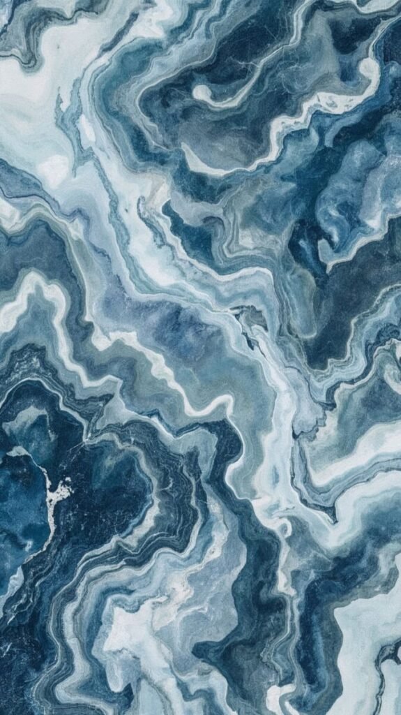 Vertical Blue Marble Wallpaper with Watercolor Look