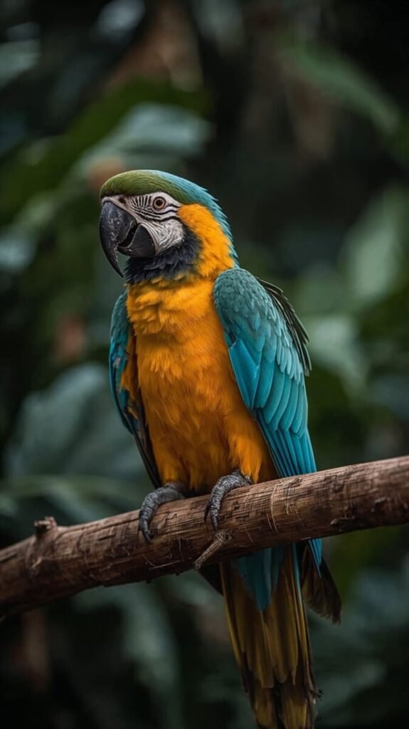 Vibrant turquoise parrot portrait for mobile