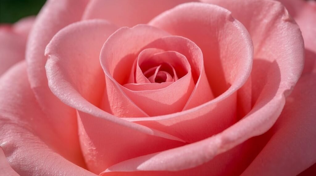 Macro close-up shot of delicate pink rose petals
