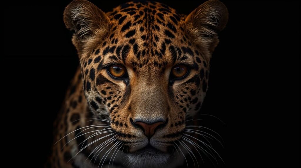 Close-up portrait of a majestic Leopard's face, 4K animal wallpaper