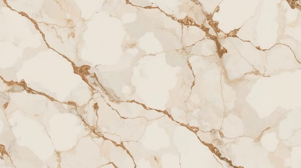 Cream Beige Marble Wallpaper with Warm Brown Veining