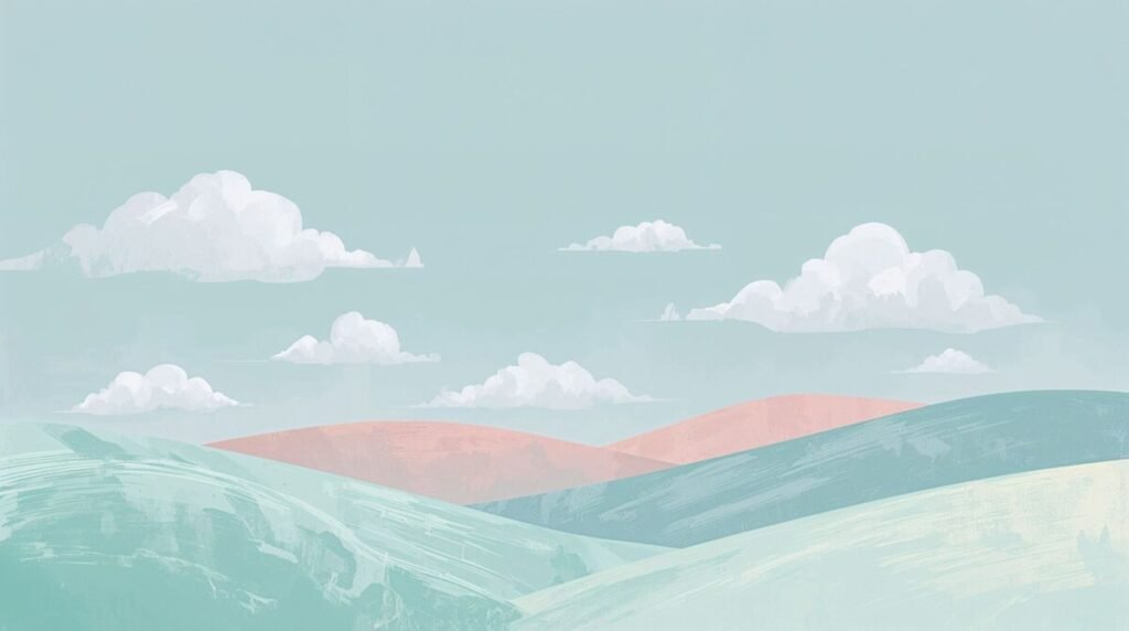 Scenic pastel hills illustration for desktop