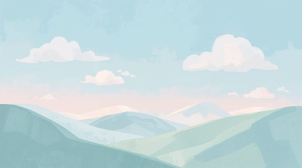 Cute pastel landscape with gentle rolling hills