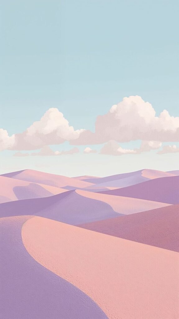 Vertical mobile pastel landscape rolling hills