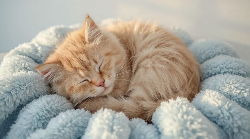 Fluffy sleeping kitten realism wallpaper