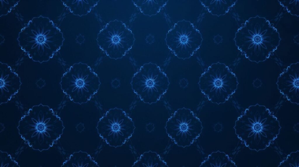 Dark Navy Blue Wallpaper with Second Intricately Glowing Floral Pattern