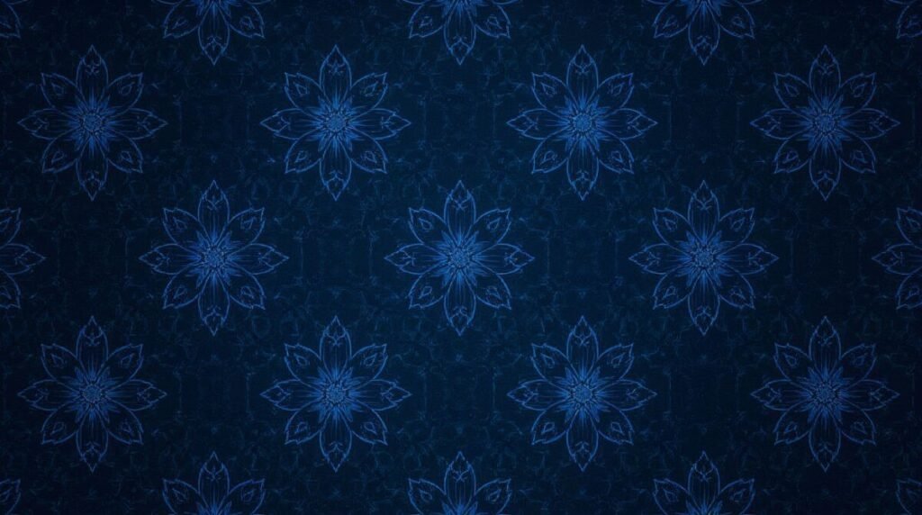 Dark Navy Blue Wallpaper with Intricately Glowing Floral Accents