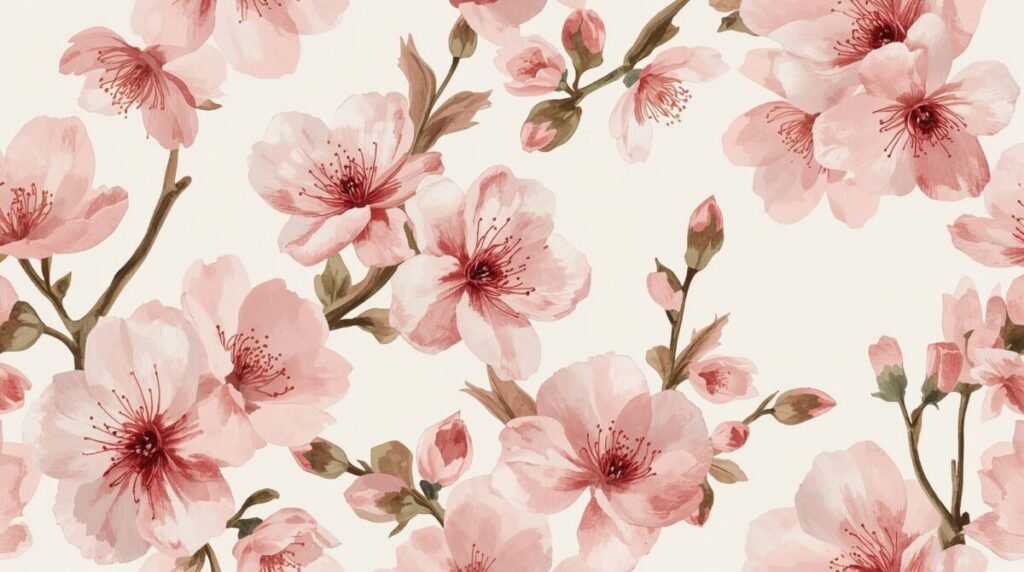 Intricate floral art in pink and white