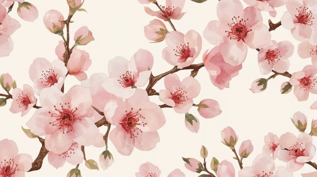Lucid realism floral wallpaper pink tones