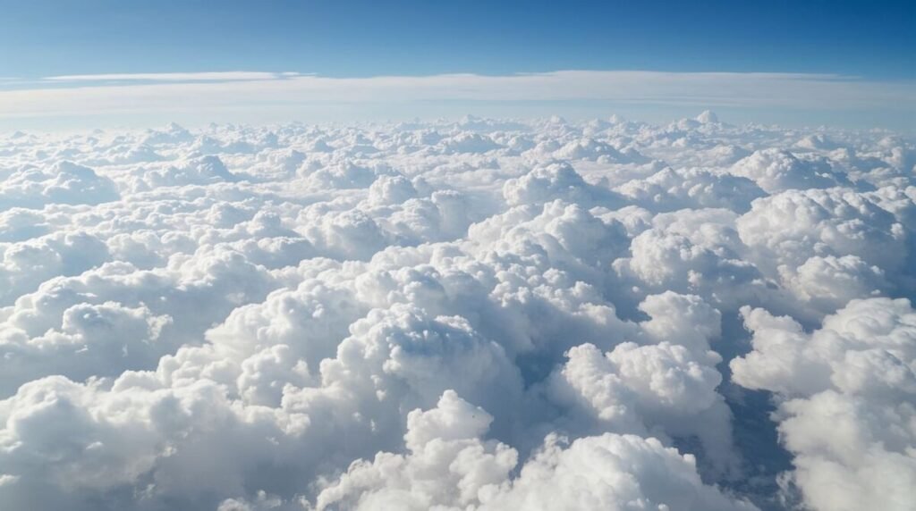 Dense, cotton-soft cloudscape stretching across the sky