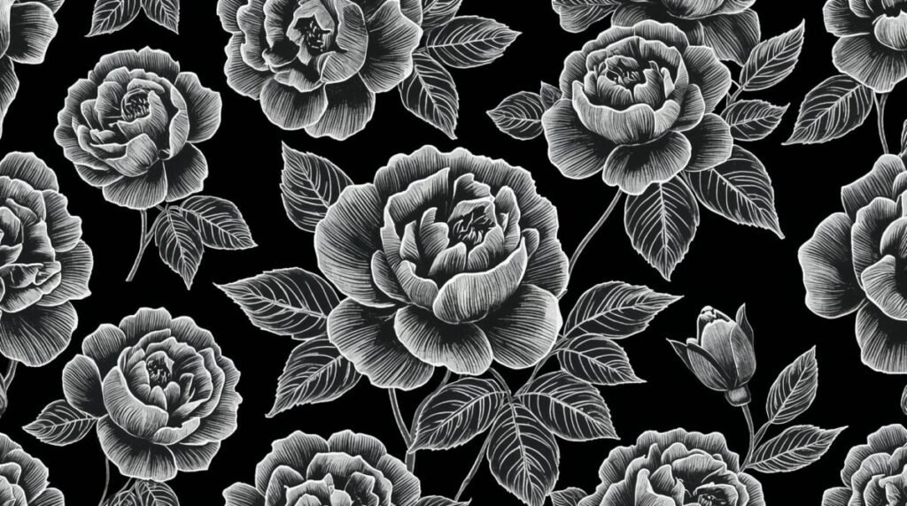 Artistic black and white floral background